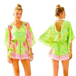 Lilly Pulitzer Green and Pink Floral Romper